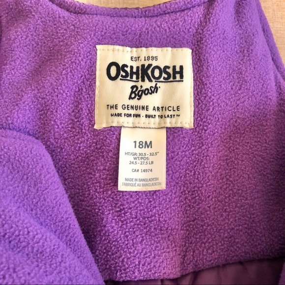 Oshkosh Winter Snow Pants Purple Stars Zip Clasp - Picture 4 of 7